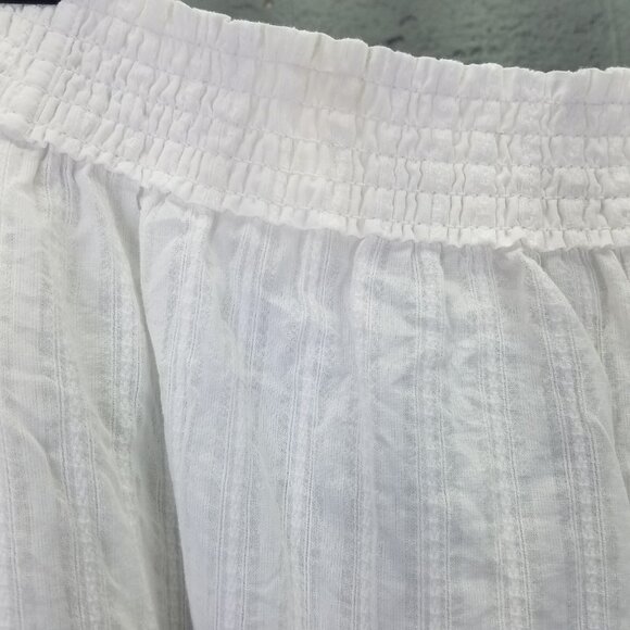 Rag & Bone Drew Blouse Women S Off Shoulder Smocked White Stripe Cotton Crop Top - Picture 9 of 15